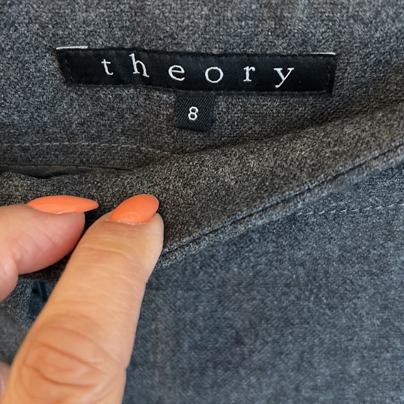 Theory Arthur Wide Leg Wool Trousers Heather Gray - Picture 7 of 9